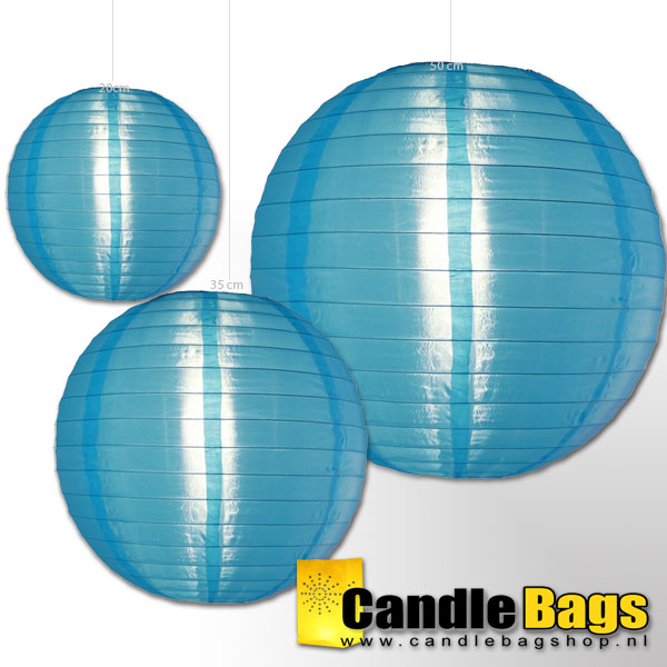 blauwe nylon lampion met doorsnede van 20cm