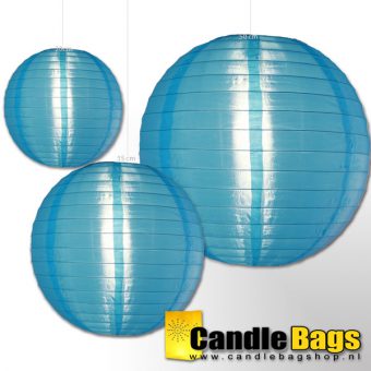 Blauwe nylon lampion met diameter van 35cm