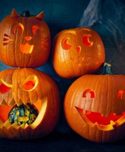 Halloween pompoen uitsnijd set met 12 unieke patronen voorbeelden3