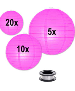 Lampion voordeelpakket-candy-roze-lampionnen zonder verlichting
