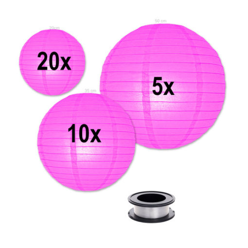 Lampion voordeelpakket-candy-roze-lampionnen zonder verlichting