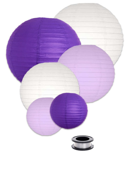 lampion pakket met paarse witte en lila lampionnen lampion voordeelpakket
