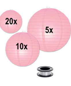 Lampion-voordeelpakket-roze-lampionnen-zonder-verlichting
