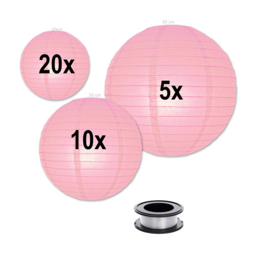 Lampion-voordeelpakket-roze-lampionnen-zonder-verlichting