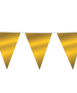 gouden vlaggenlijn 10 meter met 20 metallic gouden vlaggetjes
