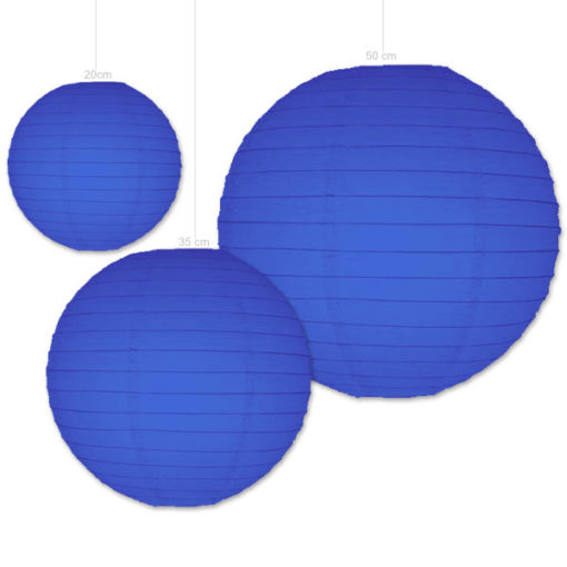 donker blauwe papieren lampion verkrijgbaar in diverse afmetingen
