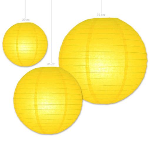 Papieren lampion in de kleur geel verkrijgbaar in diverse afmetingen