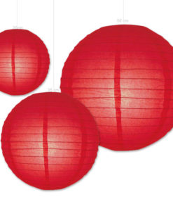 lampionnen van papier in de kleur rood verkrijgbaar in 20,35 en 50cm