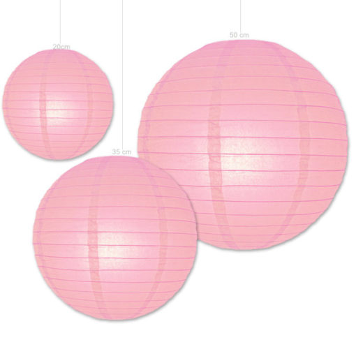 roze papieren lampionnen verkrijgbaar in diverse afmetingen
