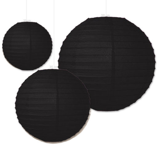 zwarte papieren lampionnen verkrijgbaar in diverse diameters