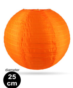 Oranje nylon lampion 25cm diameter voor binnen en buiten