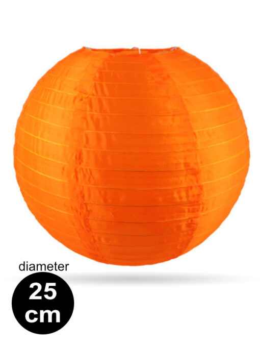 Oranje nylon lampion 25cm diameter voor binnen en buiten