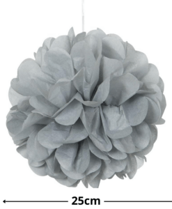 Pompon zilver 25cm afmetingen