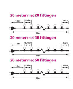 prikkabel 20 meter met 20, 40 of 60 meter fittingen