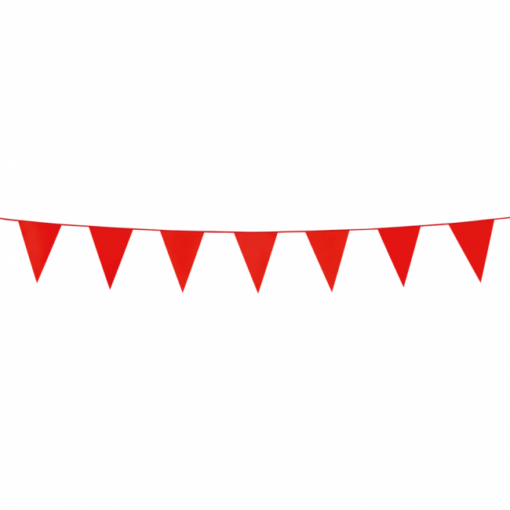 vlaggenlijn met 15 rode vlaggetjes lengte 10 meter