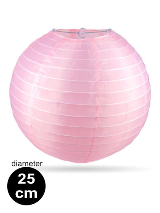 Roze nylon lampion van 25cm voor binnen en buiten
